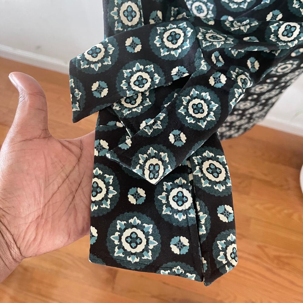 Diane Von Furstenberg Silk Dress Womens 6 Black Green No Belt - Picture 3 of 10